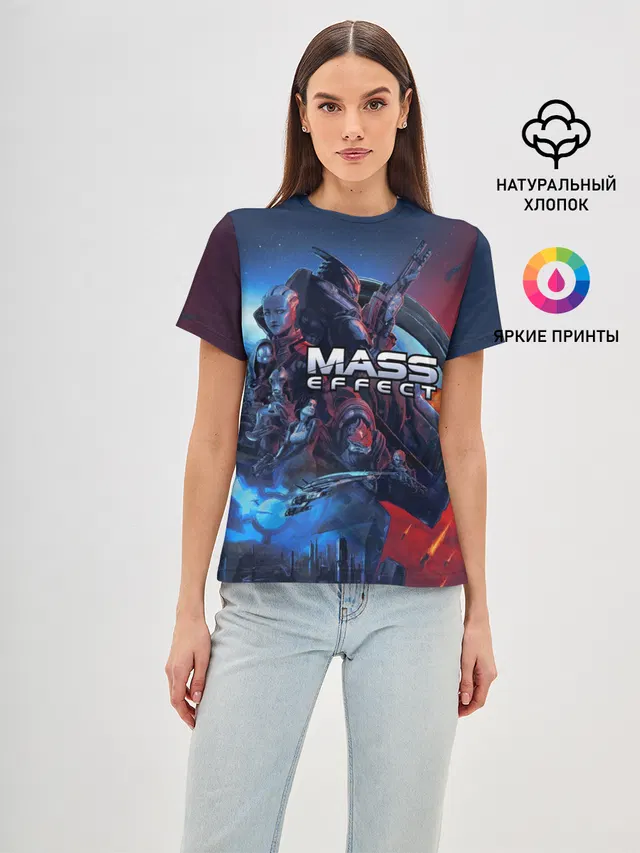 Женская базовая футболка с принтом «Mass Effect — Mass EFFECT Legendary ed»