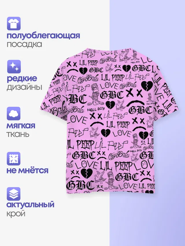 Детская базовая футболка с принтом «Lil Peep — LIL PEEP LOGOBOMBING»