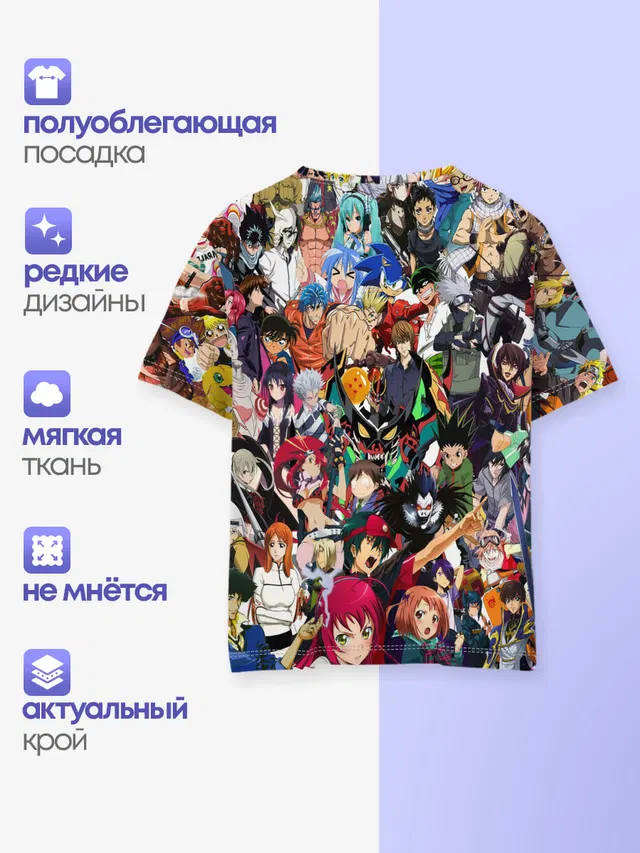 Детская базовая футболка с принтом «ANIME HEROES | АНИМЕ ГЕРОИ»