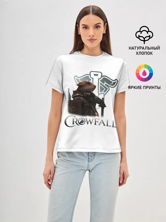 Женская базовая футболка с принтом «Crowfall Duelist»