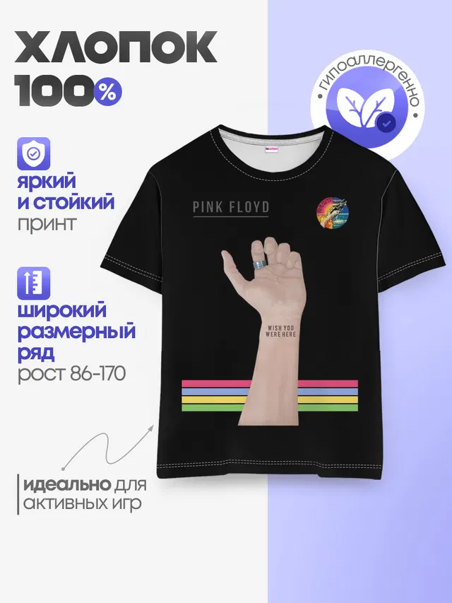 Детская базовая футболка с принтом «Pink Floyd»