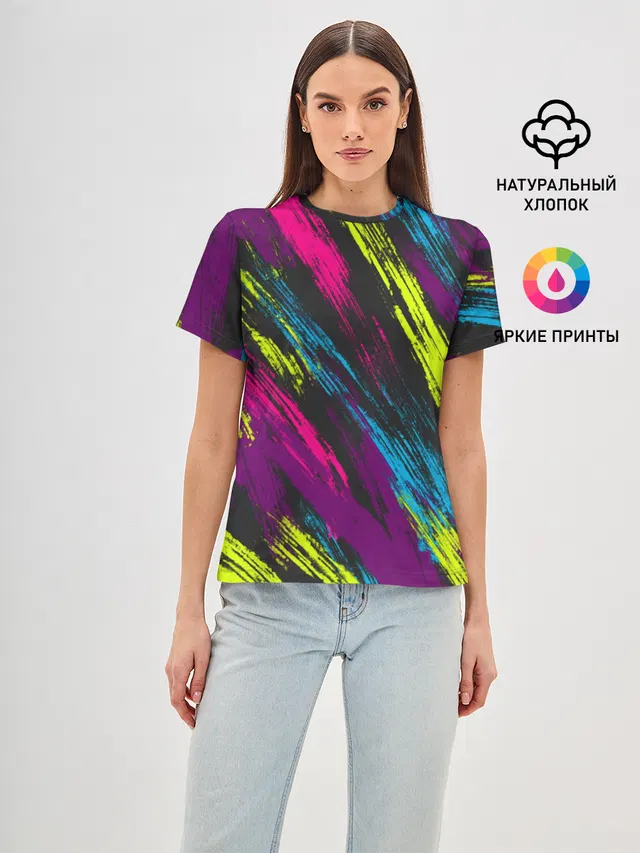 Женская базовая футболка с принтом «Pop Art — SUMMER 2021»