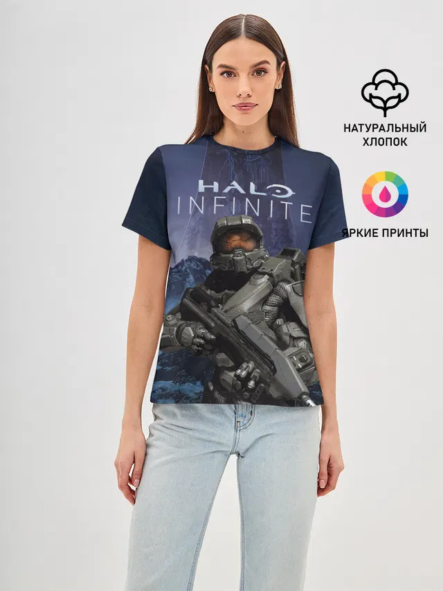 Женская базовая футболка с принтом «Halo Infinite»