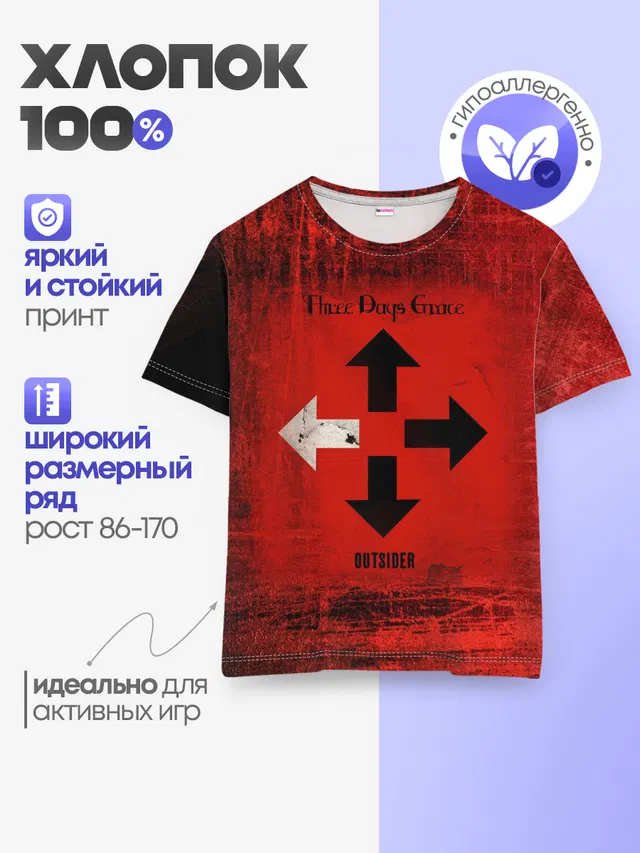 Детская базовая футболка с принтом «Three Days Grace»