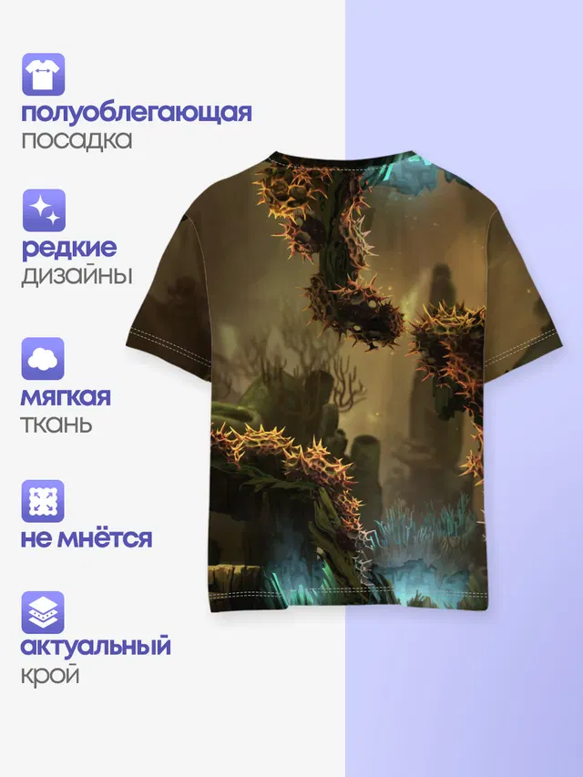 Детская базовая футболка с принтом «Thorns — Ori and the Blind Forest»