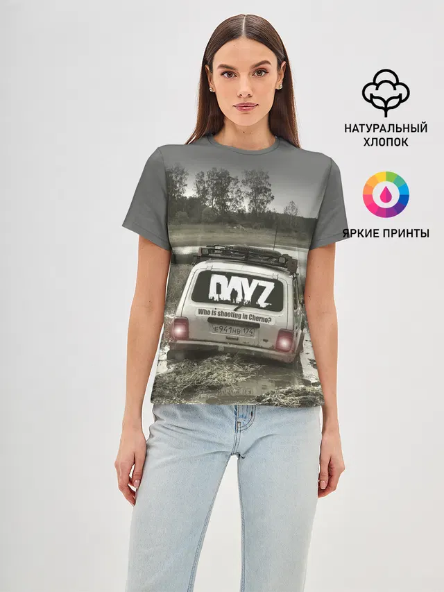 Женская базовая футболка с принтом «DayZ — ДЕЙЗИ»