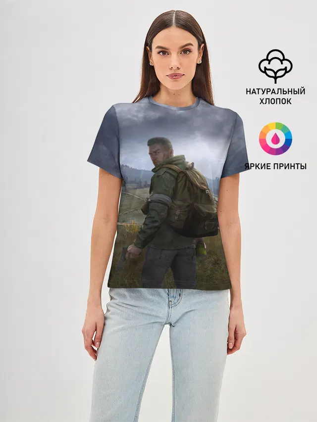 Женская базовая футболка с принтом «Dayz Poster Дейзи Постер»