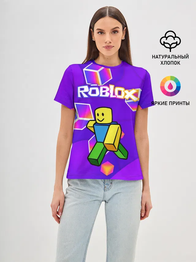 Женская базовая футболка с принтом «Роблокс — ROBLOX КУБЫ»