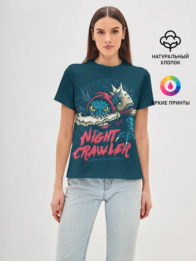 Женская базовая футболка с принтом «Night Crawler Dota 2 — Night Crawler»