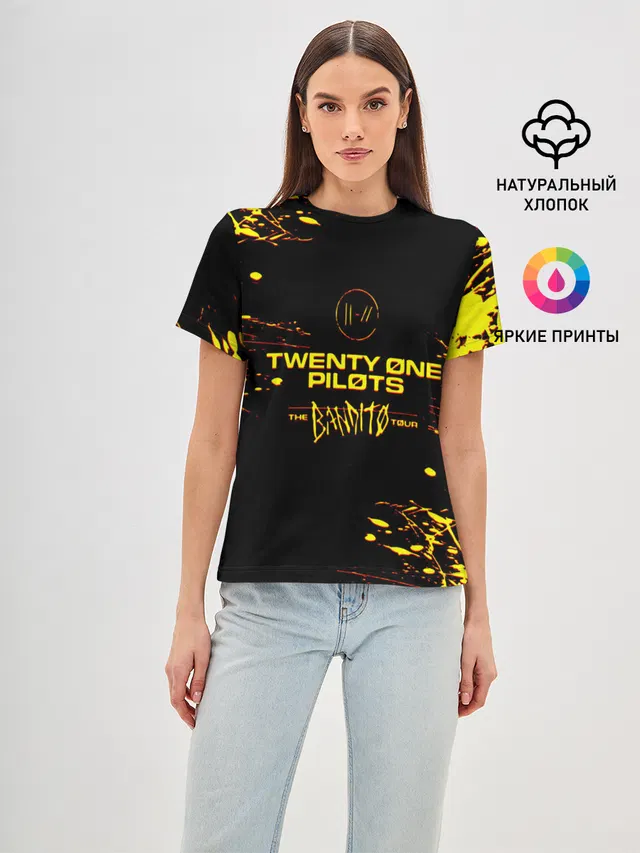 Женская базовая футболка с принтом «The Bandito Tour — TWENTY ONE PILOTS TOP.»