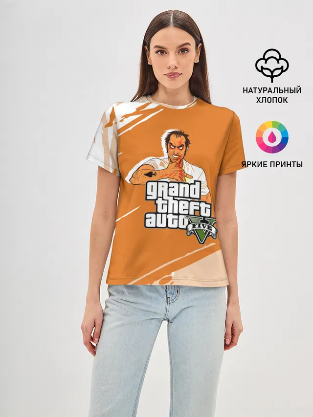 Женская базовая футболка с принтом «GTA — Тревор Grand Theft Auto 5»
