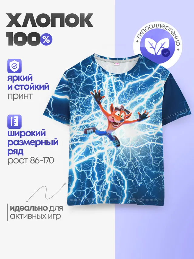 Детская базовая футболка с принтом «Разные игры — Crash Bandicoot»