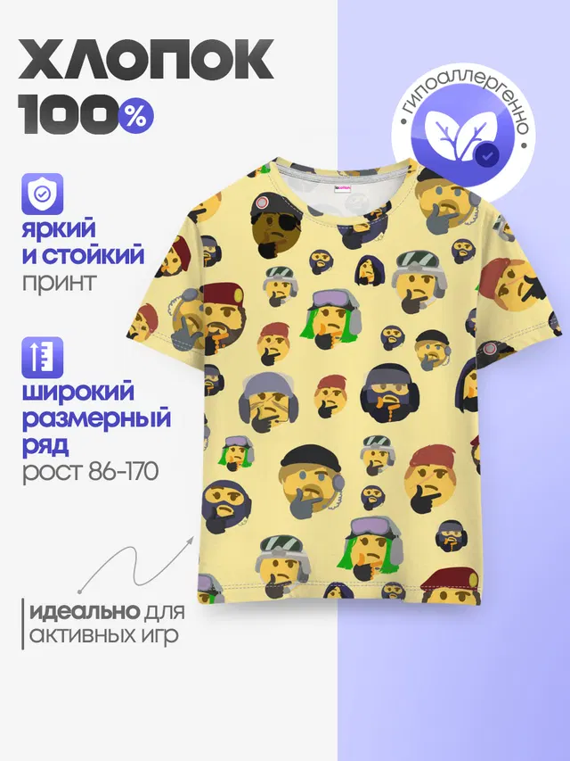 Детская базовая футболка с принтом «Популярные — Thinking emoji skins»