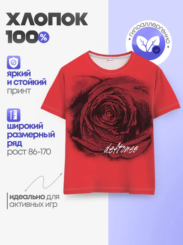 Детская базовая футболка с принтом «Deftones»