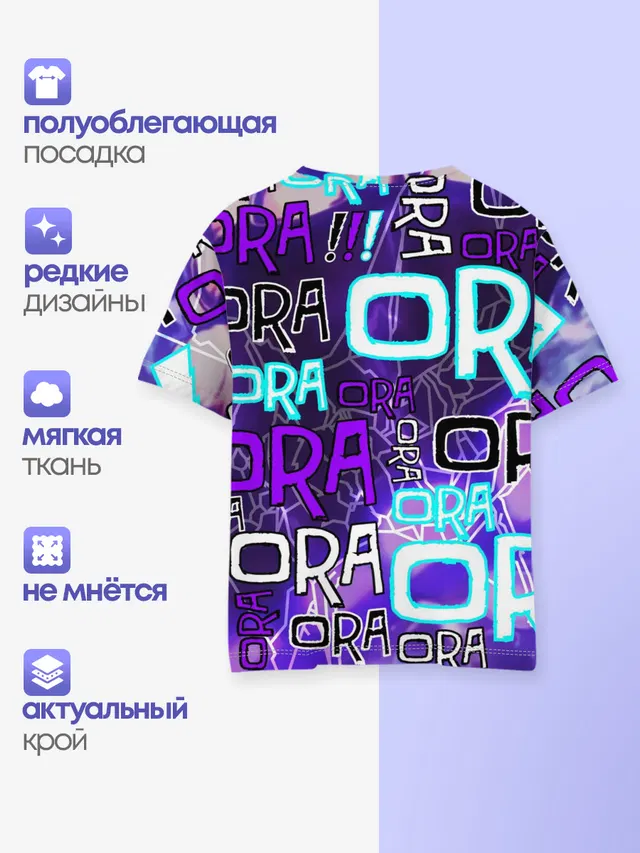 Детская базовая футболка с принтом «ДжоДжо — Ora Ora Ora!!!»