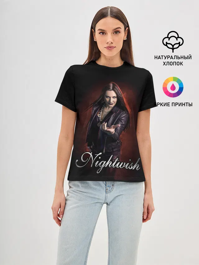 Женская базовая футболка с принтом «Разный рок — NIGHTWISH»