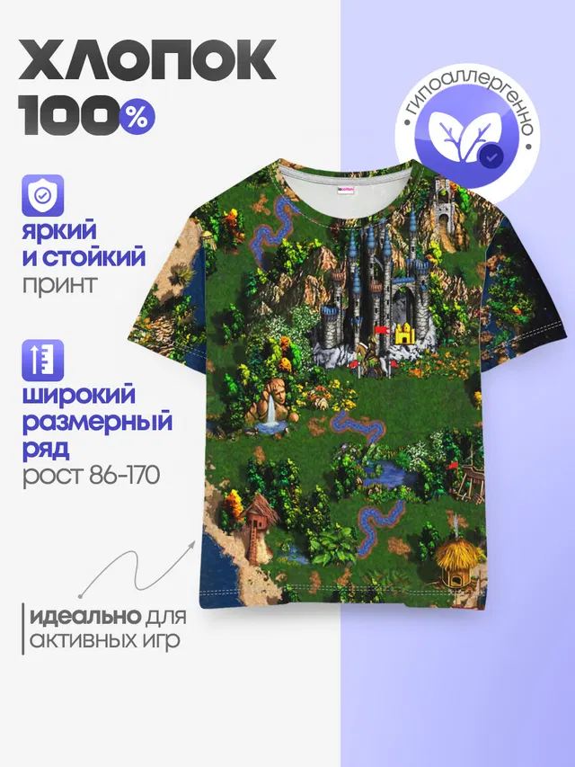 Детская базовая футболка с принтом «Heroes — Heroes of Might and Magic»