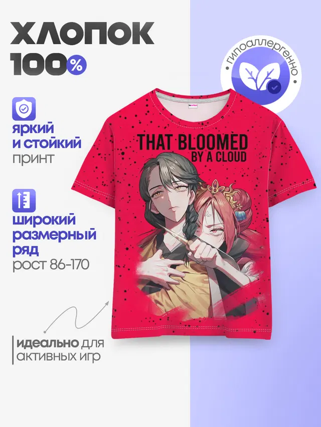 Детская базовая футболка с принтом «Characters — That Was Bloomed by a Cloud»
