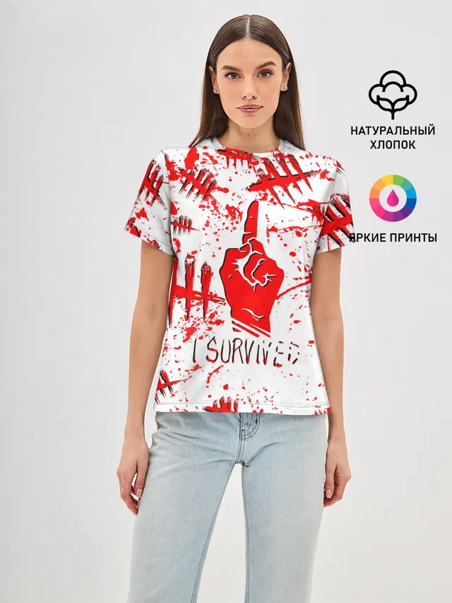 Женская базовая футболка с принтом «blood splatter»
