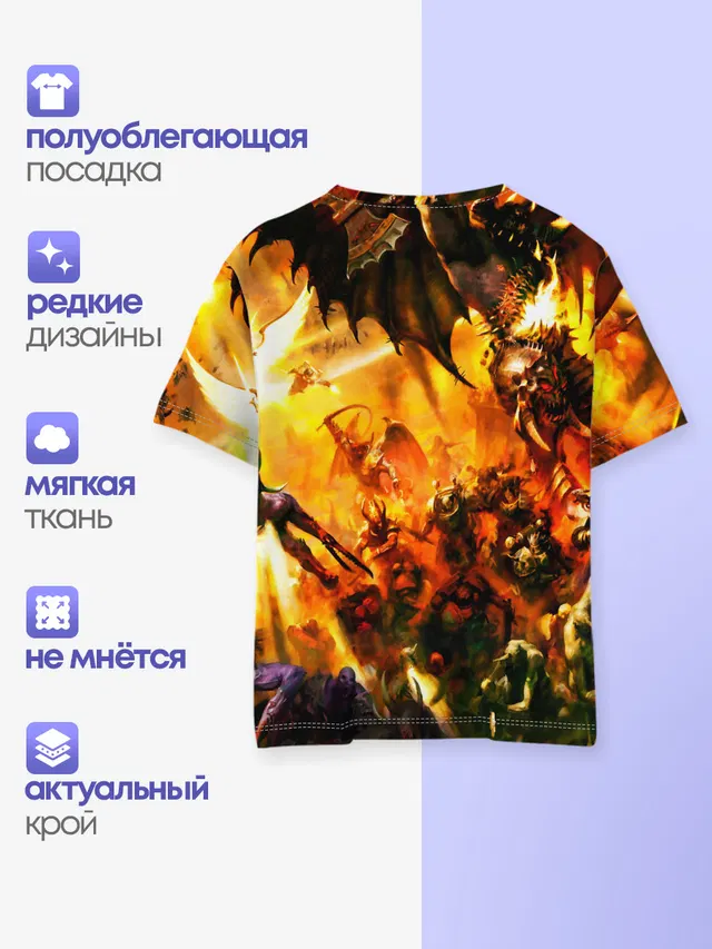 Детская базовая футболка с принтом «Battle — WARHAMMER 40K»