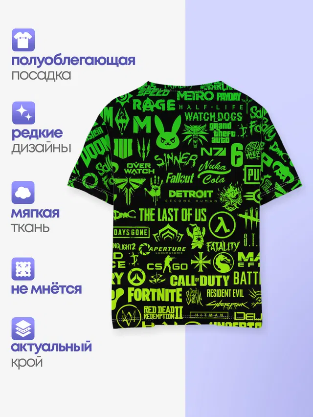 Детская базовая футболка с принтом «Фортнайт — ЛОГОТИПЫ ИГР»