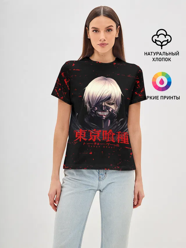 Женская базовая футболка с принтом «Токийский Гуль — Tokyo Kaneki»