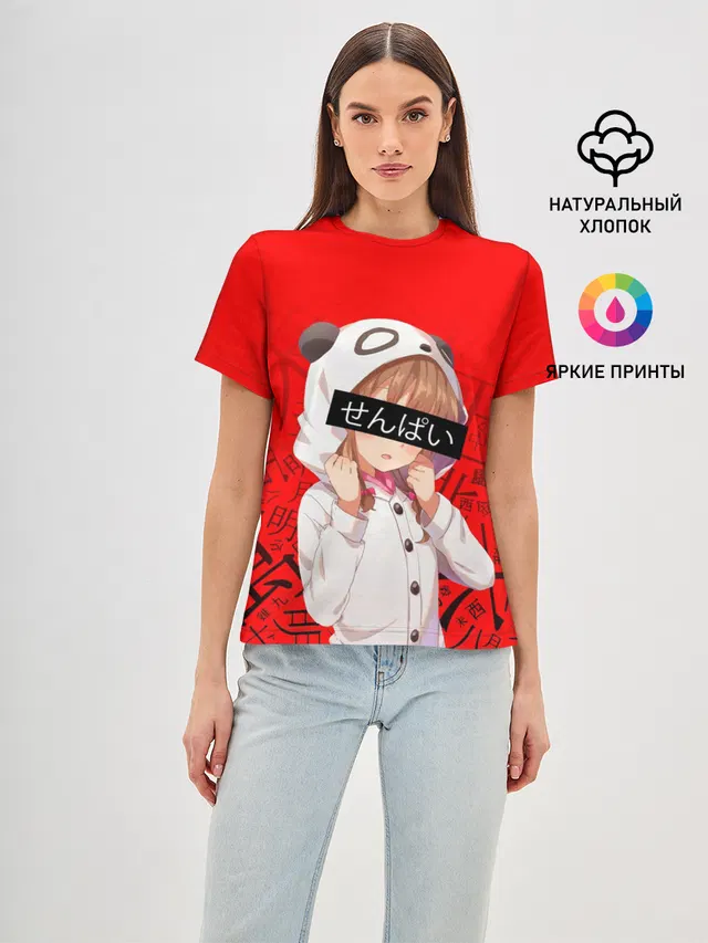 Женская базовая футболка с принтом «Senpai»