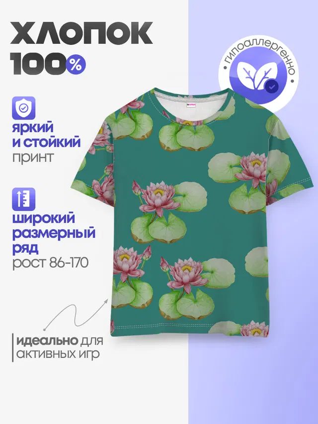 Лотосы на темно бирюзовом фоне