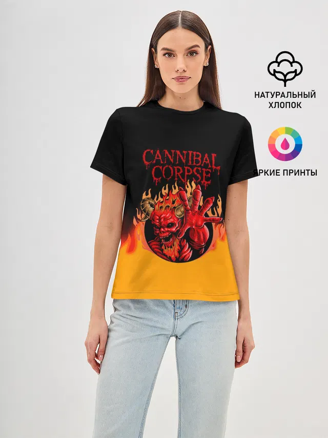 Женская базовая футболка с принтом «Cannibal Corpse Труп Каннибала — Труп Каннибала»