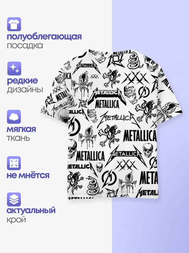Детская базовая футболка с принтом «Metallica — METALLICA LOGOBOMBING»