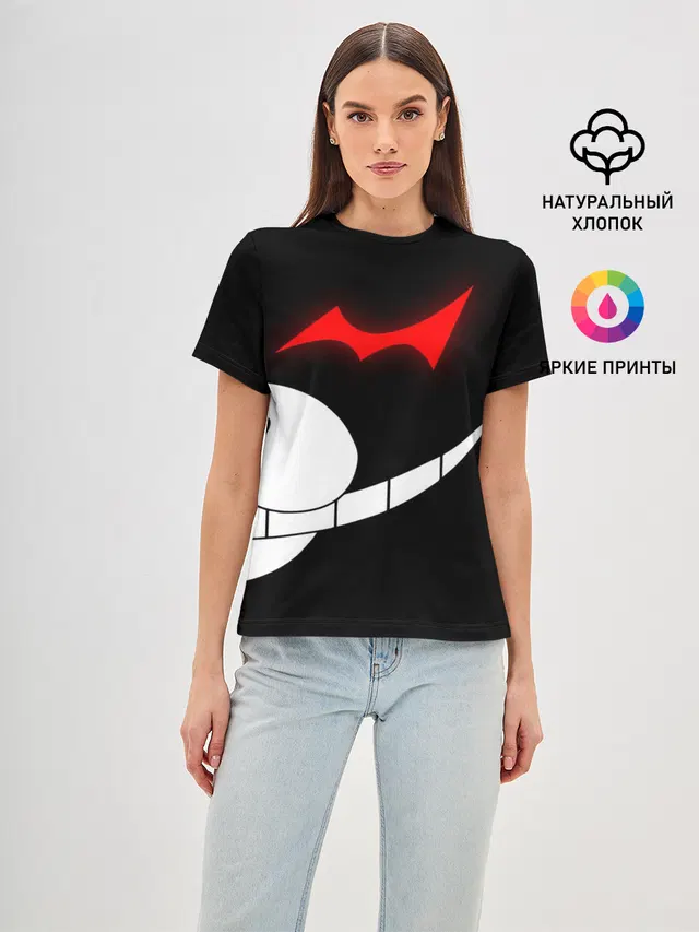 Женская базовая футболка с принтом «monokuma пол лица»