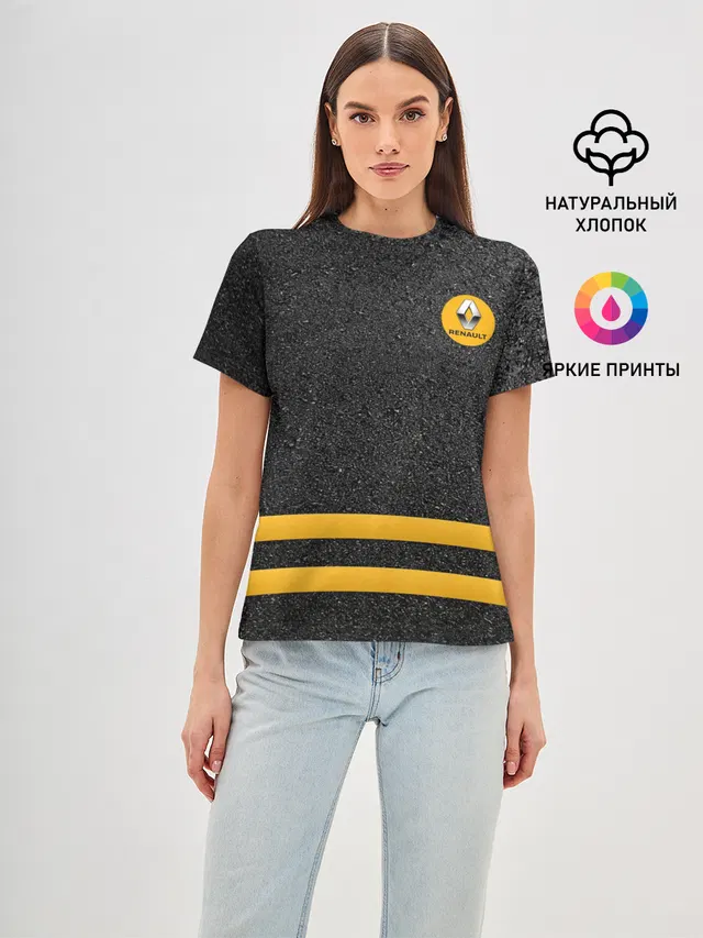 Женская базовая футболка с принтом «Renault Passion for life — Passion for life»