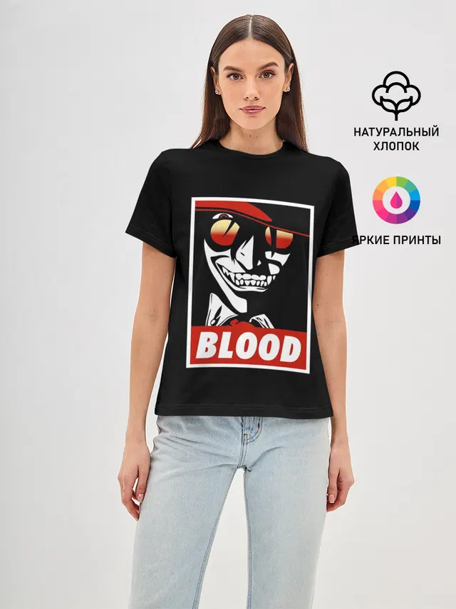 Женская базовая футболка с принтом «Алукард Blood»