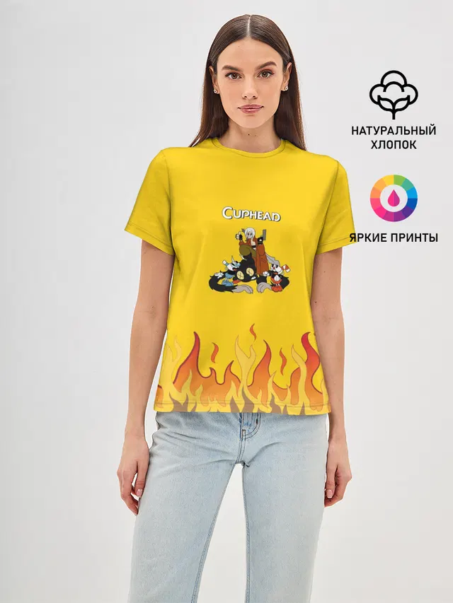 Женская базовая футболка с принтом «Cuphead Данте — ДАНТЕ»