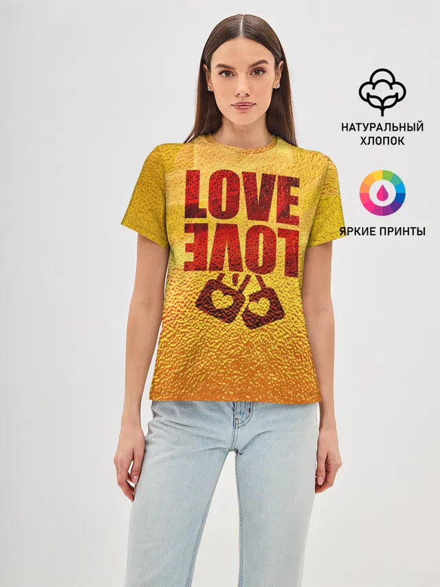 Женская базовая футболка с принтом «Love»