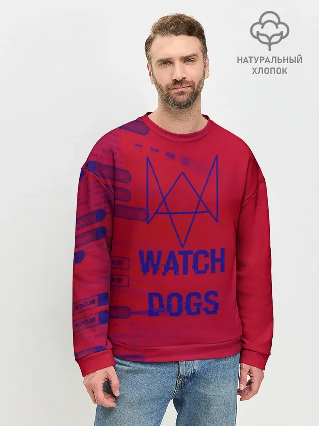 Мужской свитшот базовый с принтом «Watch Dogs hacker collection»