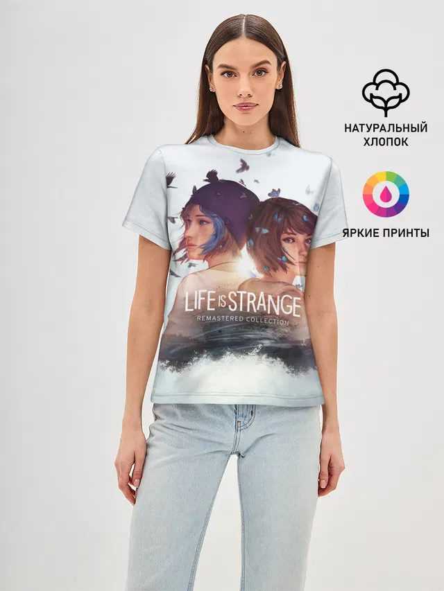 Женская базовая футболка с принтом «Life is strange Remaster»