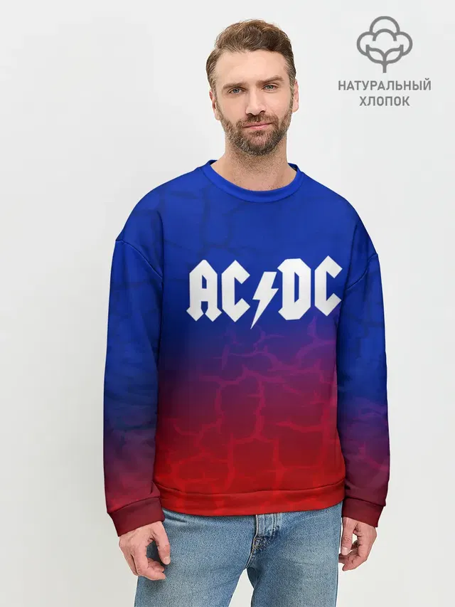Мужской свитшот базовый с принтом «AC — AC/DC angel&devil»