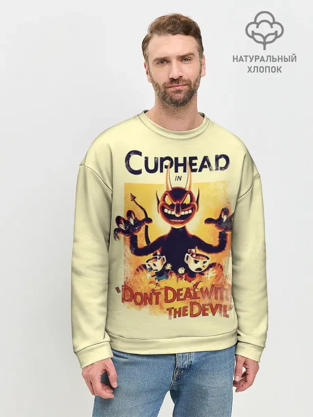 Мужской свитшот базовый с принтом «Cuphead (character)»