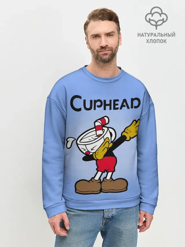 Мужской свитшот базовый с принтом «Cuphead»