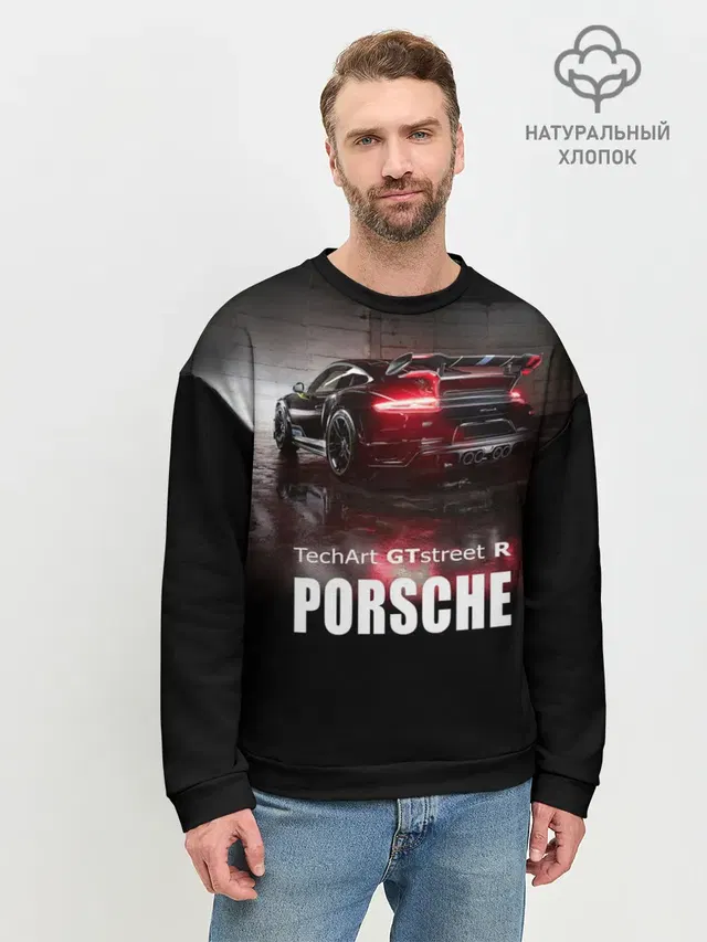 Мужской свитшот базовый с принтом «Porsche — Porsche GTstreet R»
