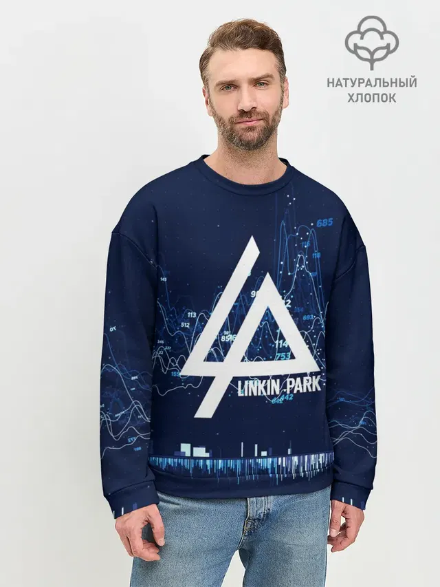 Мужской свитшот базовый с принтом «Linkin Park music collection»
