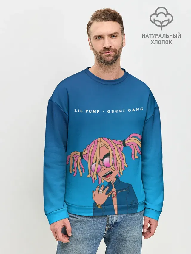 Мужской свитшот базовый с принтом «Зарубежные — Lil Pump Gucci Gang»