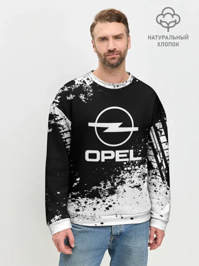 Мужской свитшот базовый с принтом «Opel — Opel abstract sport»