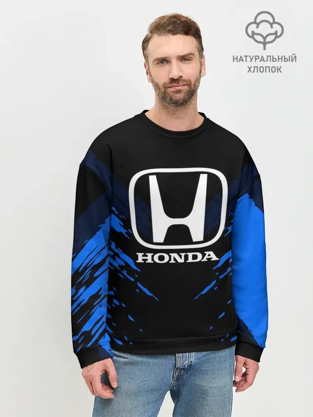 Мужской свитшот базовый с принтом «Honda — HONDA SPORT COLLECTION»