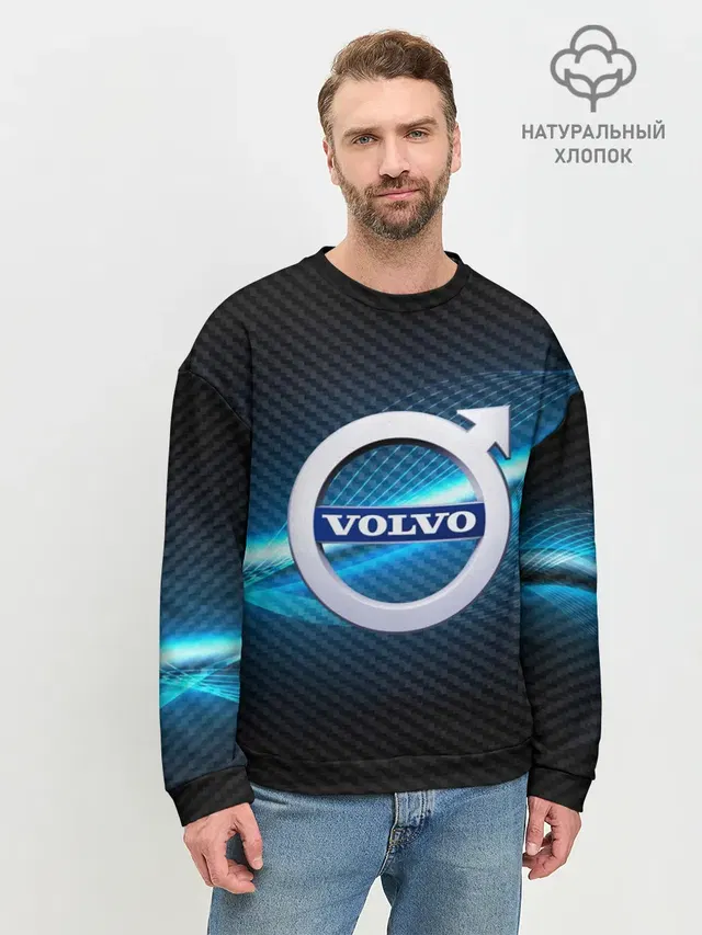 Мужской свитшот базовый с принтом «Volvo — VOLVO machine motor XXI»