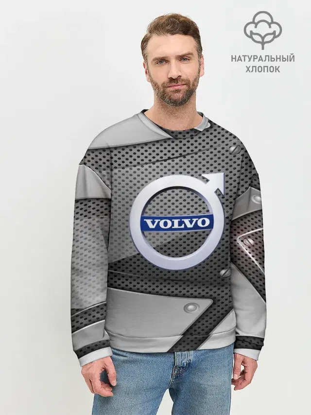 Мужской свитшот базовый с принтом «Volvo — VOLVO metalic 2018»