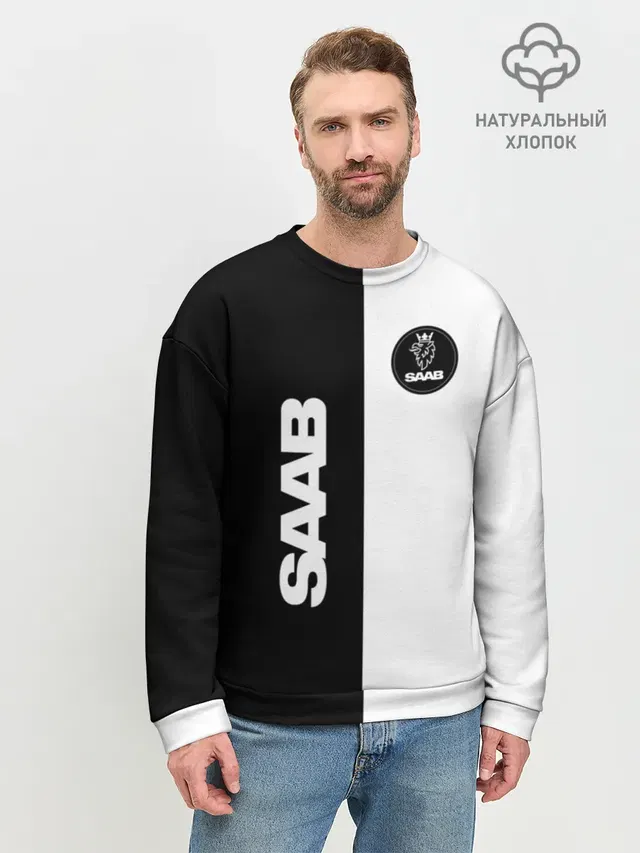 Мужской свитшот базовый с принтом «Saab»