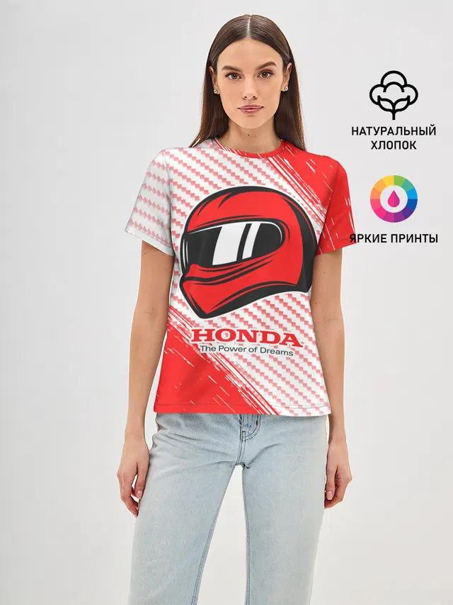 Женская базовая футболка с принтом «Honda - Strokes»