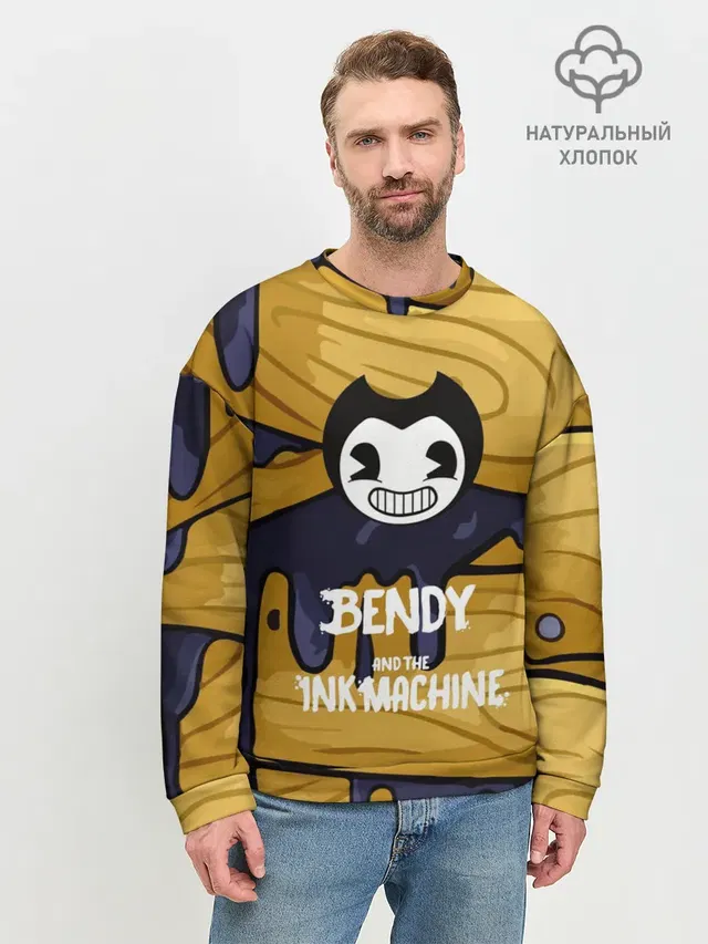 Мужской свитшот базовый с принтом «Bendy and the ink machine»